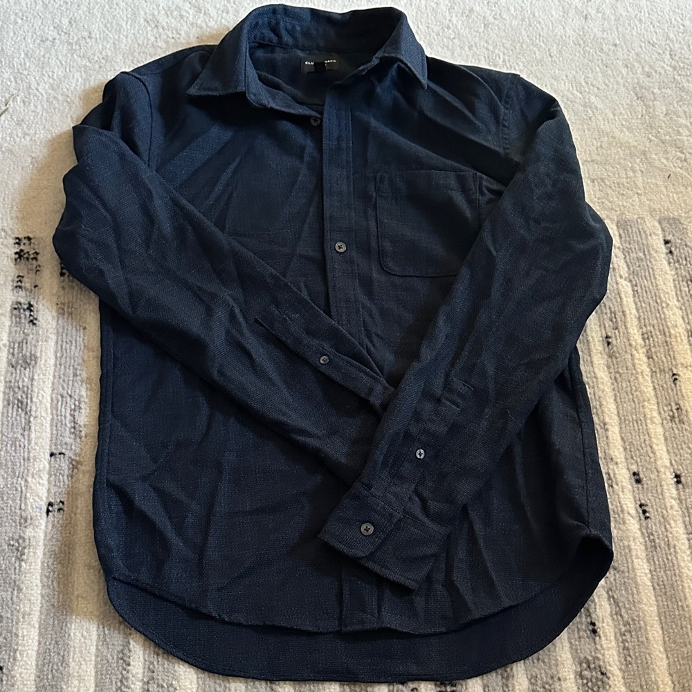 Club Monaco Navy Textured Shirt medium thickness . Worn once. Sz small